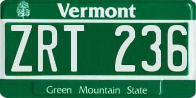 VT license plate ZRT236