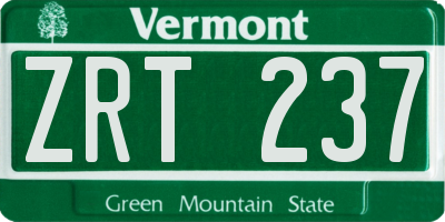VT license plate ZRT237