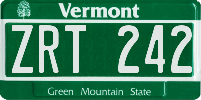 VT license plate ZRT242