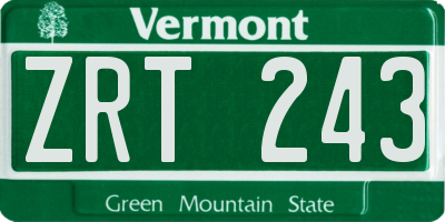 VT license plate ZRT243