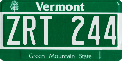 VT license plate ZRT244