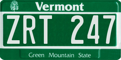 VT license plate ZRT247