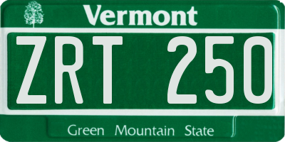 VT license plate ZRT250