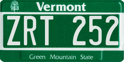 VT license plate ZRT252