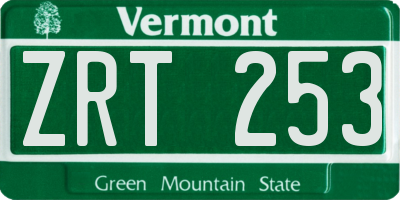 VT license plate ZRT253