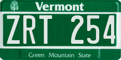 VT license plate ZRT254