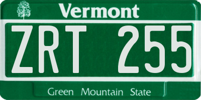 VT license plate ZRT255