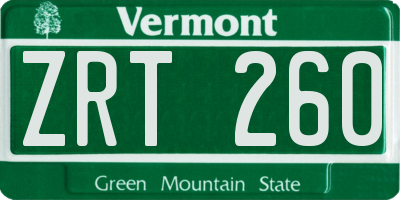 VT license plate ZRT260