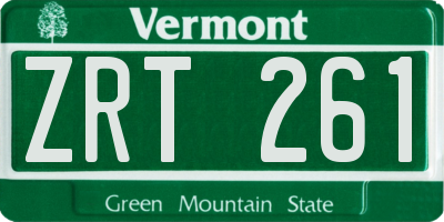 VT license plate ZRT261