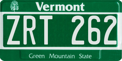VT license plate ZRT262