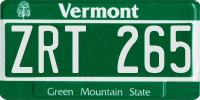 VT license plate ZRT265