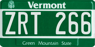 VT license plate ZRT266