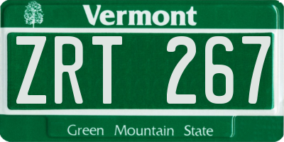 VT license plate ZRT267