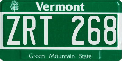 VT license plate ZRT268