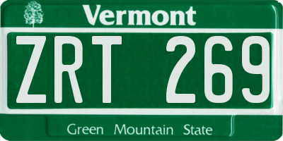 VT license plate ZRT269
