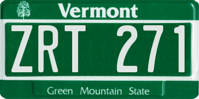 VT license plate ZRT271