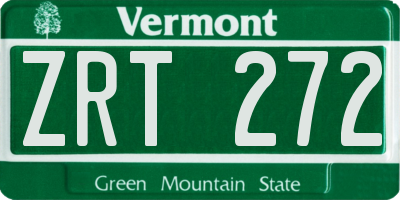 VT license plate ZRT272