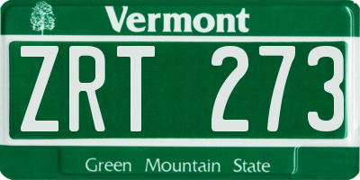 VT license plate ZRT273