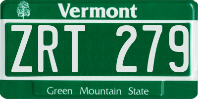 VT license plate ZRT279