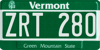VT license plate ZRT280