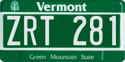 VT license plate ZRT281