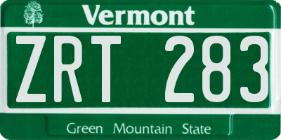 VT license plate ZRT283