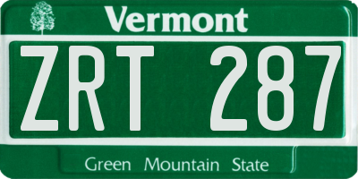 VT license plate ZRT287