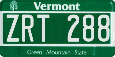 VT license plate ZRT288