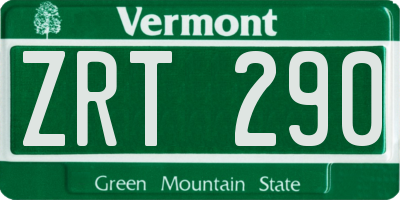 VT license plate ZRT290