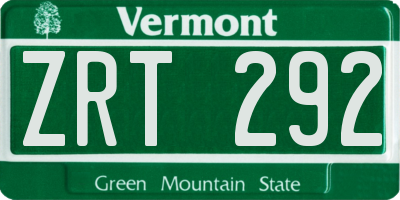 VT license plate ZRT292