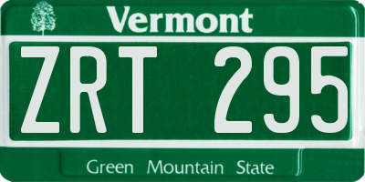 VT license plate ZRT295