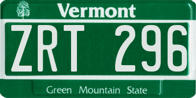 VT license plate ZRT296