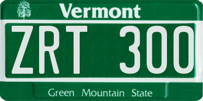 VT license plate ZRT300