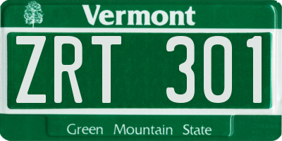 VT license plate ZRT301