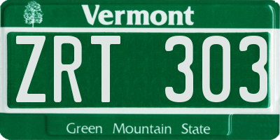 VT license plate ZRT303