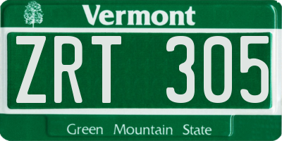 VT license plate ZRT305
