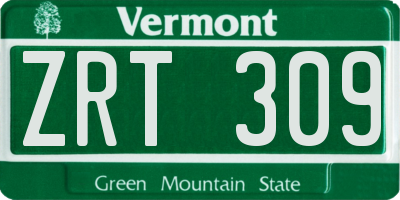 VT license plate ZRT309