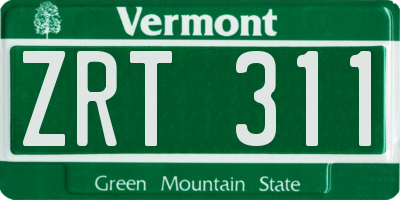 VT license plate ZRT311