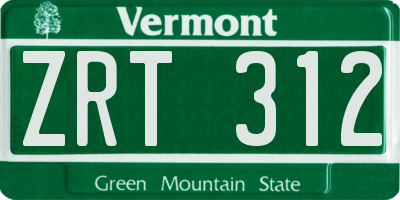 VT license plate ZRT312