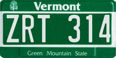 VT license plate ZRT314