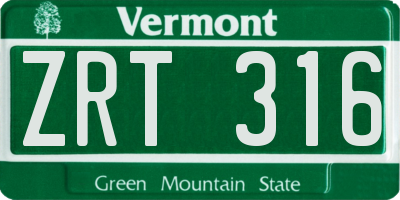 VT license plate ZRT316