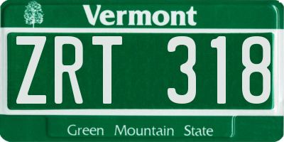 VT license plate ZRT318