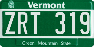 VT license plate ZRT319