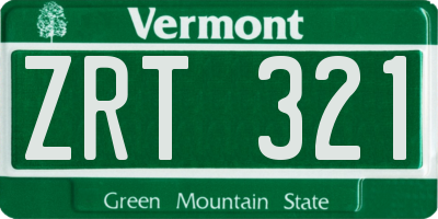 VT license plate ZRT321