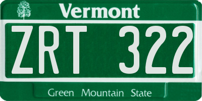 VT license plate ZRT322