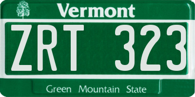 VT license plate ZRT323
