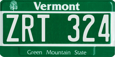 VT license plate ZRT324