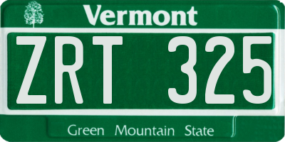 VT license plate ZRT325