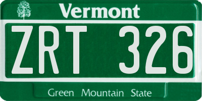 VT license plate ZRT326