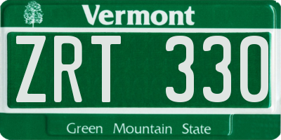 VT license plate ZRT330